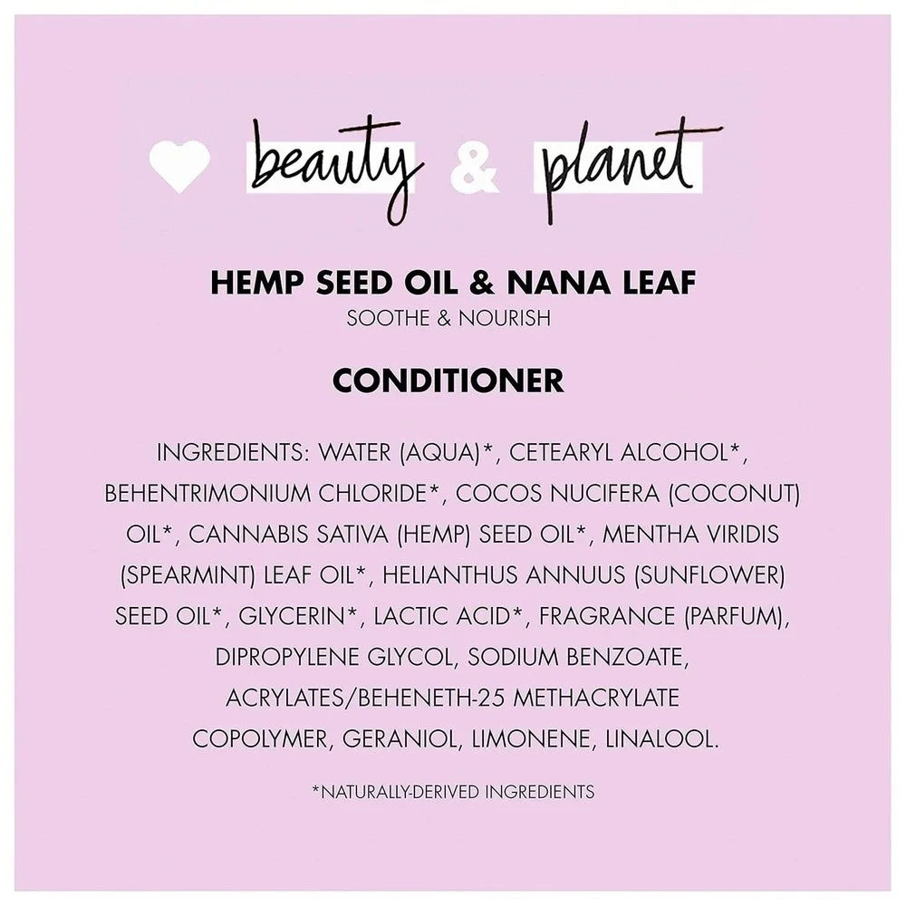 Love Beauty & Planet Hemp Seed Oil Conditioner 13.5 fl oz Sulfate